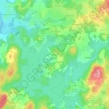 Friaudour地形图、海拔、地势