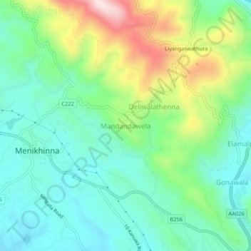 Mandandawela地形图、海拔、地势
