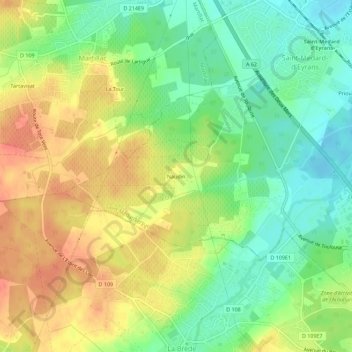 Naudin地形图、海拔、地势