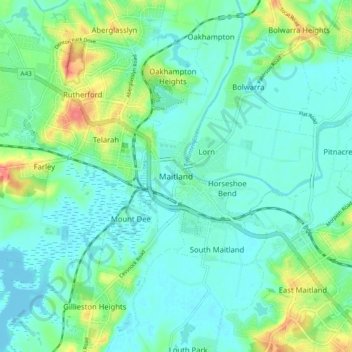 Maitland地形图、海拔、地势