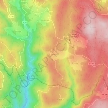 Verrières地形图、海拔、地势