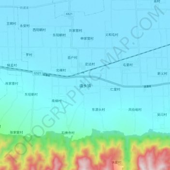 虞乡镇地形图、海拔、地势