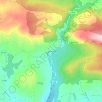 Arlanza地形图、海拔、地势
