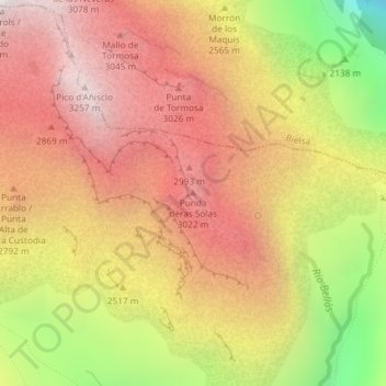 Punta de las Olas地形图、海拔、地势