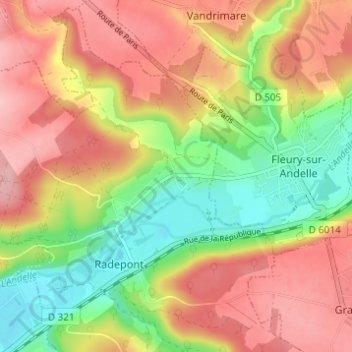 Fumechon地形图、海拔、地势