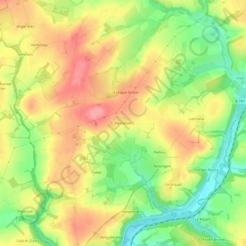 Kernanvel地形图、海拔、地势