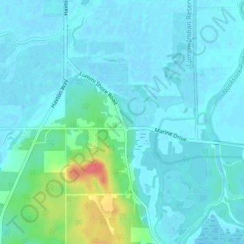 Lummi地形图、海拔、地势