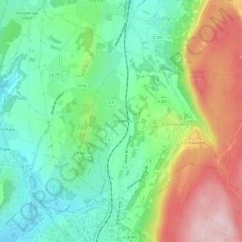 La Lième地形图、海拔、地势