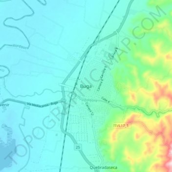 Buga地形图、海拔、地势