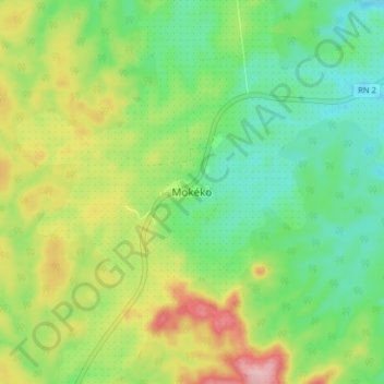 Mokéko地形图、海拔、地势