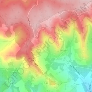 Vaugrenier地形图、海拔、地势