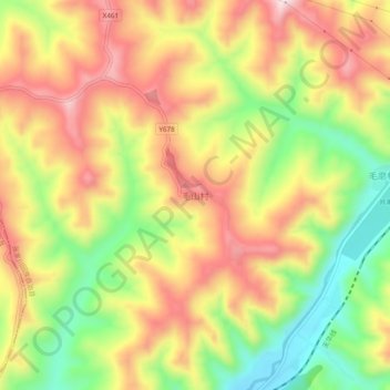 毛山村地形图、海拔、地势