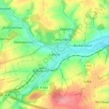 Lohma地形图、海拔、地势