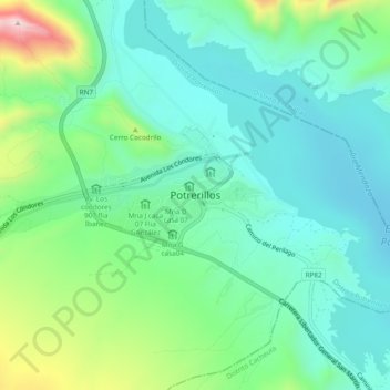 Potrerillos地形图、海拔、地势