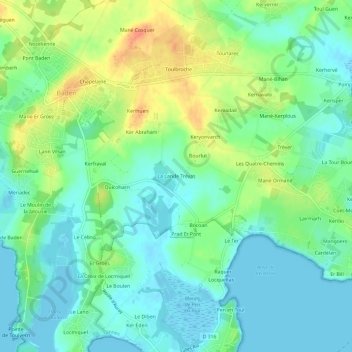 La Lande Trévas地形图、海拔、地势