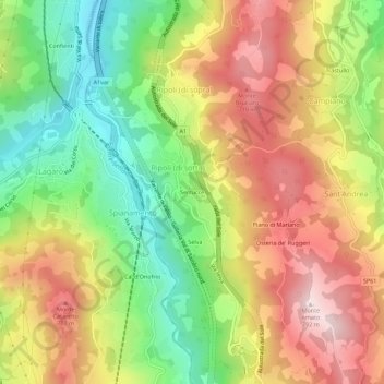 Serrucce地形图、海拔、地势