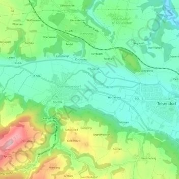 Obermoos地形图、海拔、地势