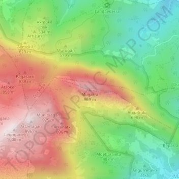 Mugarra地形图、海拔、地势