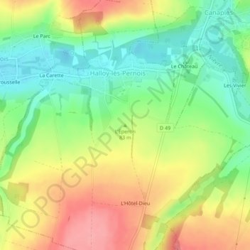 L'Éperon地形图、海拔、地势