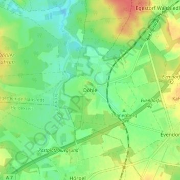 Döhle地形图、海拔、地势