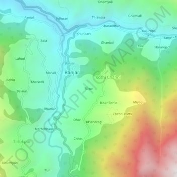 Bihar地形图、海拔、地势