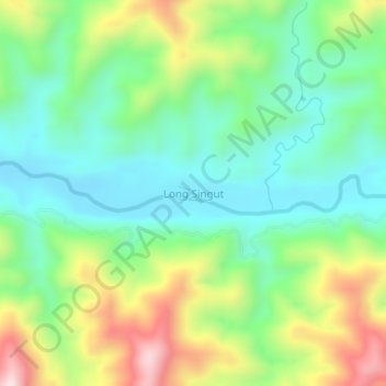Long Singut地形图、海拔、地势