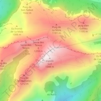 Puig de Massanella地形图、海拔、地势