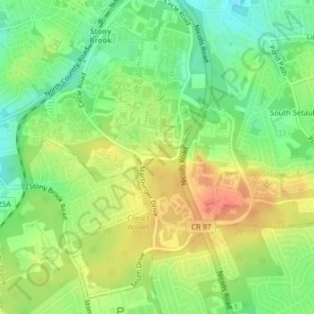 Stony Brook University地形图、海拔、地势