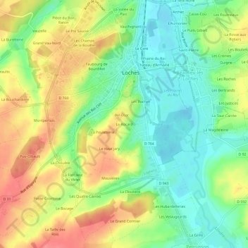 Le Rocard地形图、海拔、地势