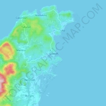 Cortes地形图、海拔、地势