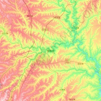 黄陵县地形图、海拔、地势