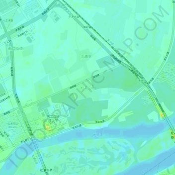 松花江村地形图、海拔、地势