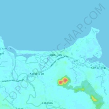Pambujan地形图、海拔、地势