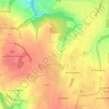 Bois Adam地形图、海拔、地势