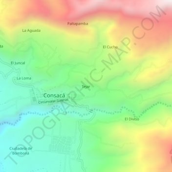 Tejar地形图、海拔、地势