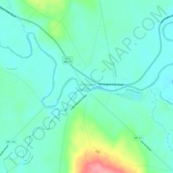 Farmington Falls地形图、海拔、地势