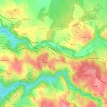 Jalles地形图、海拔、地势
