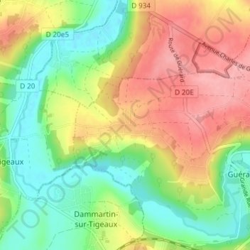 Monthérand地形图、海拔、地势