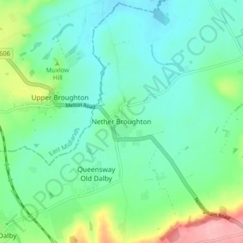 Nether Broughton地形图、海拔、地势