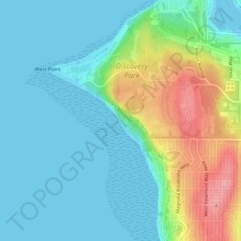 Magnolia Bluff地形图、海拔、地势
