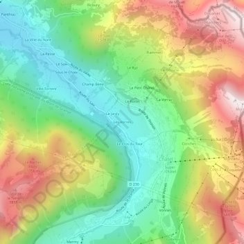 Les Vorres地形图、海拔、地势