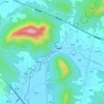 方山口地形图、海拔、地势