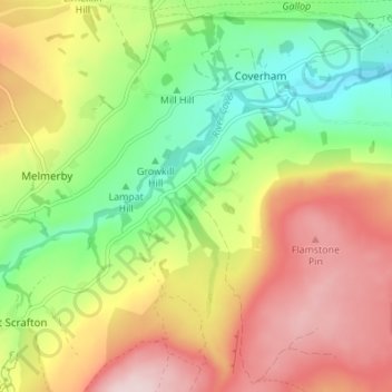 Caldbergh地形图、海拔、地势