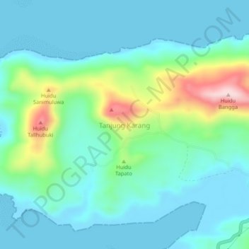 Tanjung Karang地形图、海拔、地势