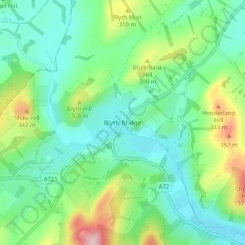 Blyth Bridge地形图、海拔、地势