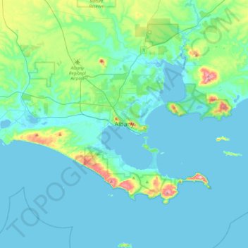Albany地形图、海拔、地势