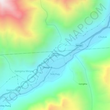 Minjee地形图、海拔、地势
