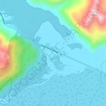Eyak地形图、海拔、地势