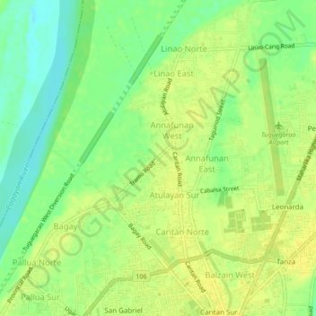 Atulayan Norte地形图、海拔、地势