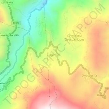 Quimina地形图、海拔、地势